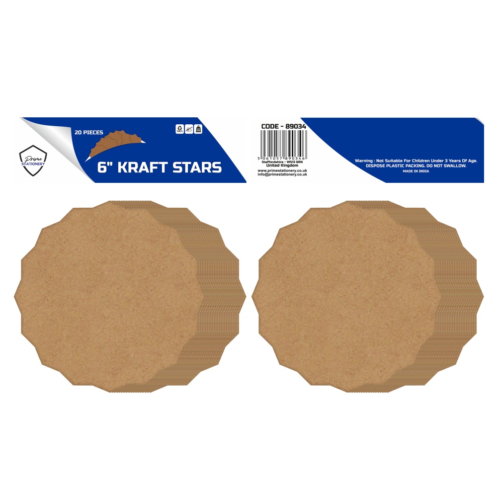 Prime 6'' Kraft Stars Pack of 20